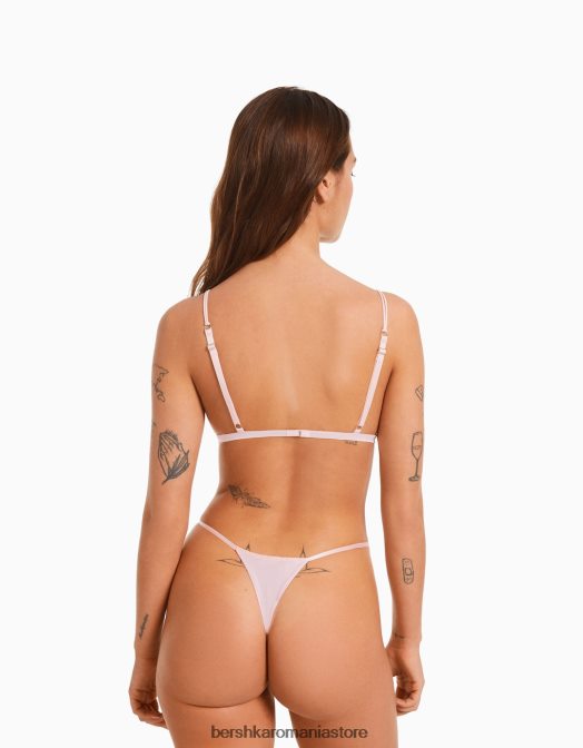 Bershka femei sutien triunghiular din dantela roz Z86D1756 îmbrăcăminte