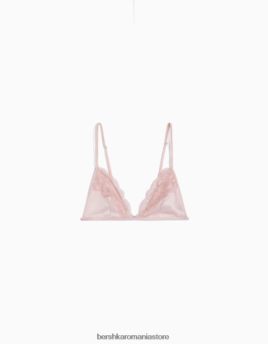 Bershka femei sutien triunghiular din dantela roz Z86D1756 îmbrăcăminte