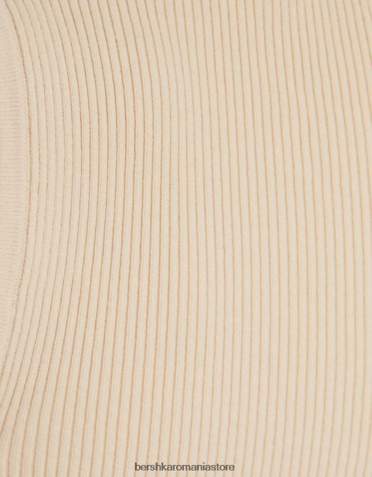 Bershka femei Rochie mini din nailon fără mâneci, cu decupaj bej Z86D163 îmbrăcăminte