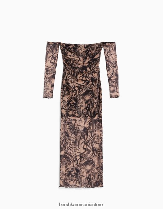 Bershka femei rochie lungă cu bretele din tul roz Z86D245 îmbrăcăminte