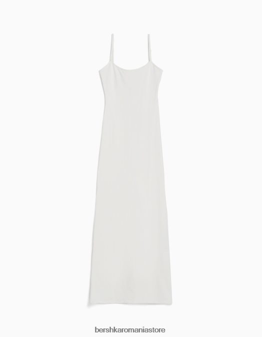 Bershka femei rochie lungă cu bretele montată cremă Z86D20 îmbrăcăminte