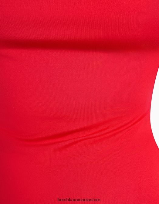 Bershka femei rochie lungă cu bretele montată roșu Z86D23 îmbrăcăminte