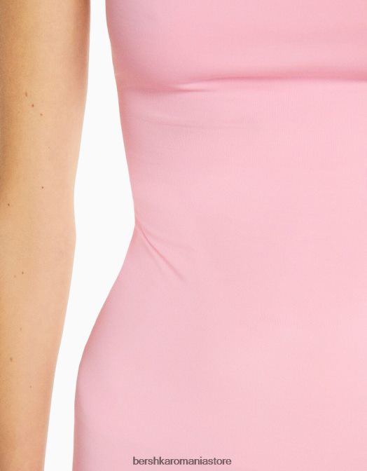 Bershka femei rochie lungă cu bretele montată roz Z86D19 îmbrăcăminte
