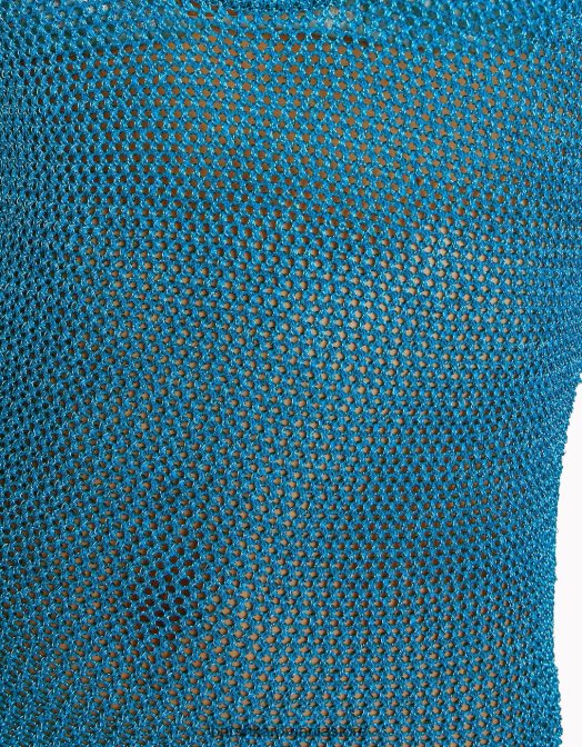 Bershka femei rochie lungă cu bretele strălucitoare din tricot albastru Z86D172 îmbrăcăminte