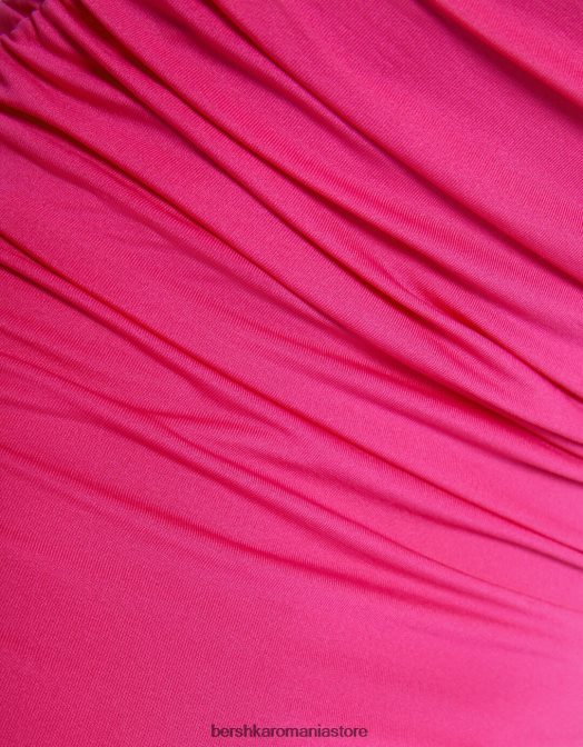 Bershka femei rochie lungă, cu volane, fără umeri fucsie Z86D33 îmbrăcăminte