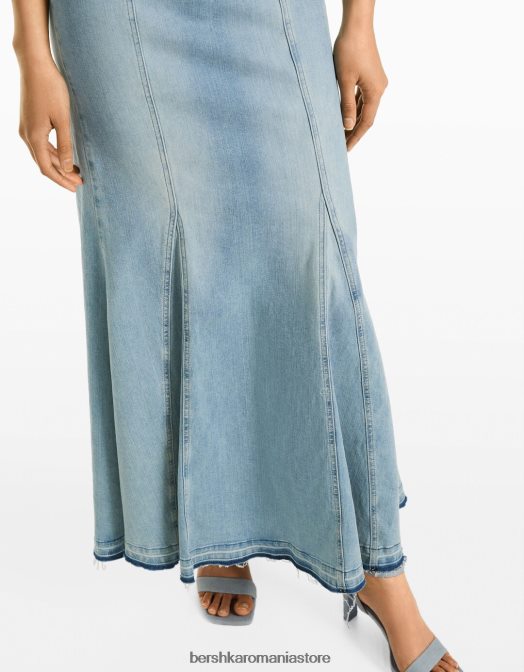 Bershka femei rochie lungă din denim tip bandeau albastru Z86D1945 îmbrăcăminte
