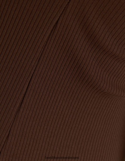 Bershka femei rochie lungă tip bandeau cu nervuri maro Z86D47 îmbrăcăminte