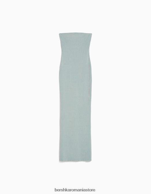 Bershka femei rochie lungă tip bandeau în coastă cu efect spălat albastru deschis Z86D44 îmbrăcăminte