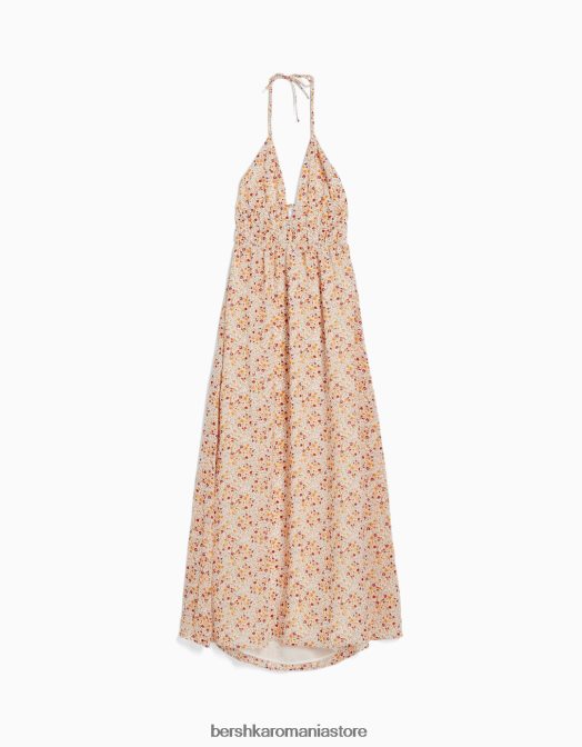 Bershka femei rochie lunga bambula cu volan multicolor Z86D118 îmbrăcăminte