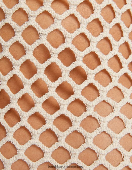 Bershka femei rochie lunga din plasa cu bretele cremă Z86D169 îmbrăcăminte