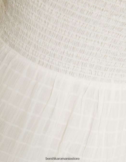 Bershka femei rochie midi cu bretele cu decupaj și volane alb Z86D138 îmbrăcăminte