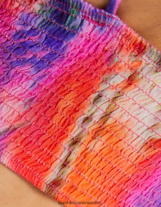 Bershka femei rochie midi cu bretele cu decupaj multicolor Z86D158 îmbrăcăminte