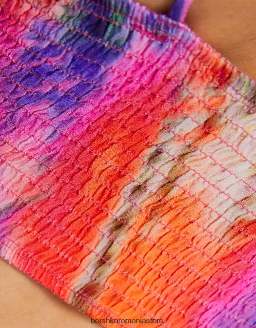 Bershka femei rochie midi cu bretele cu decupaj multicolor Z86D1837 îmbrăcăminte