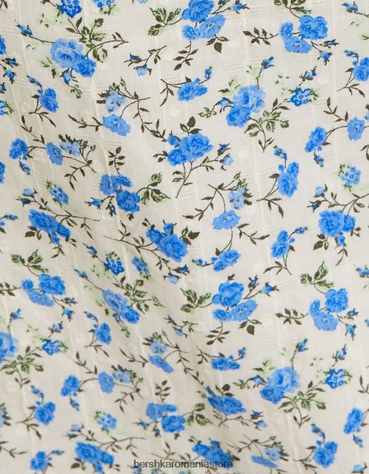 Bershka femei rochie midi cu imprimeu floral cu bretele si siret la spate multicolor Z86D179 îmbrăcăminte