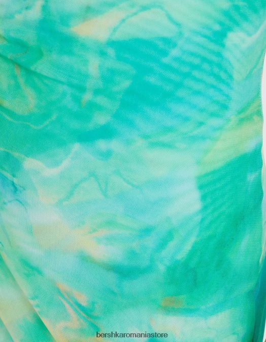 Bershka femei rochie midi cu umeri scoși cu imprimeu albastru Z86D93 îmbrăcăminte