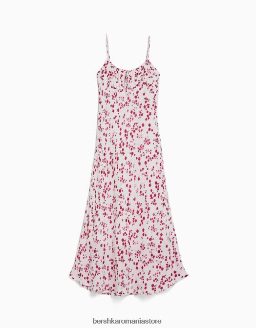 Bershka femei rochie midi din crepon cu bretele cu imprimeu cremă Z86D88 îmbrăcăminte