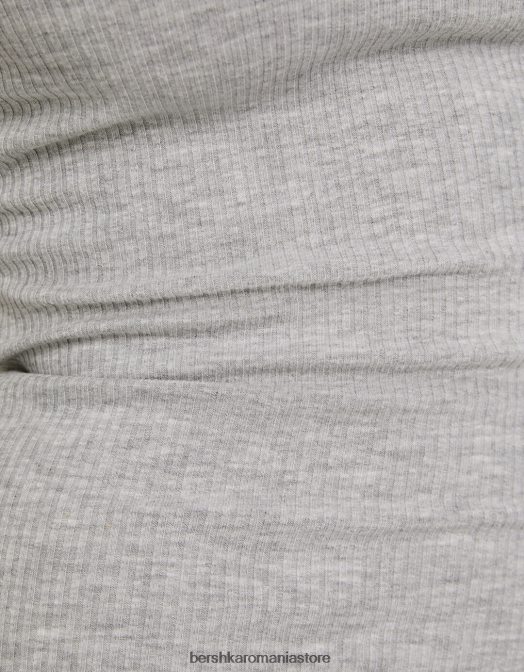 Bershka femei rochie midi fără mâneci cu nervuri gri Z86D3 îmbrăcăminte