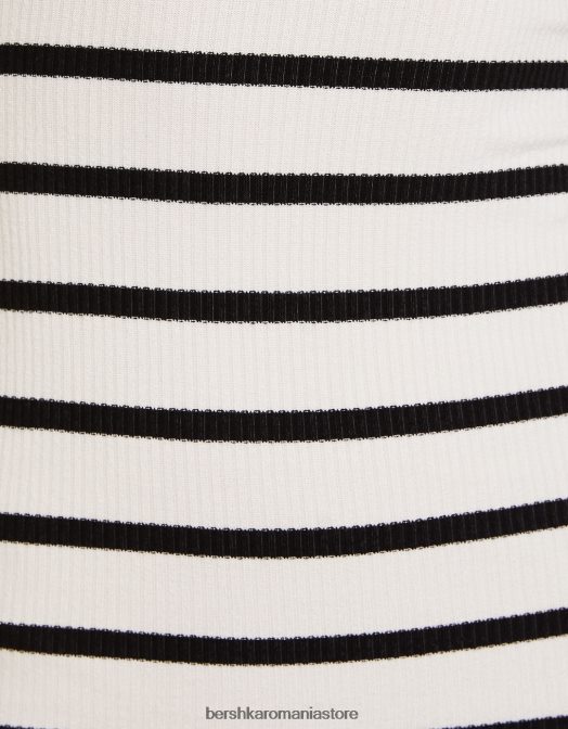 Bershka femei rochie midi fără mâneci în dungi cremă Z86D250 îmbrăcăminte