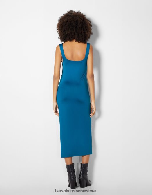 Bershka femei rochie midi mulată cu bretele albastru Z86D260 îmbrăcăminte