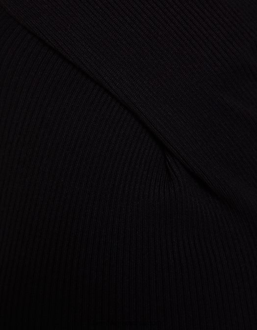 Bershka femei rochie midi încrucișată fără mâneci negru Z86D130 îmbrăcăminte