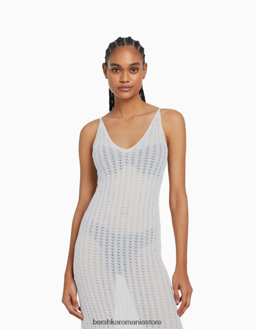 Bershka femei rochie midi stralucitoare cu bretele argint Z86D190 îmbrăcăminte