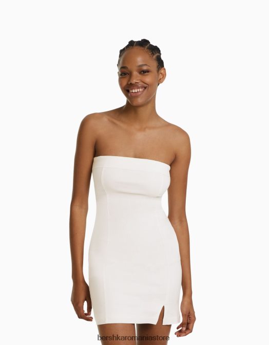 Bershka femei rochie mini corset cu decolteu bandeau relax fit alb Z86D185 îmbrăcăminte