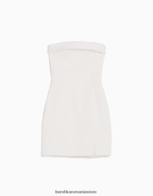 Bershka femei rochie mini corset cu decolteu bandeau relax fit alb Z86D185 îmbrăcăminte