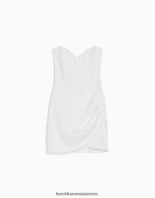 Bershka femei rochie mini corset cu tiv încrucișat alb Z86D126 îmbrăcăminte