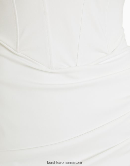 Bershka femei rochie mini corset cu tiv încrucișat alb Z86D126 îmbrăcăminte