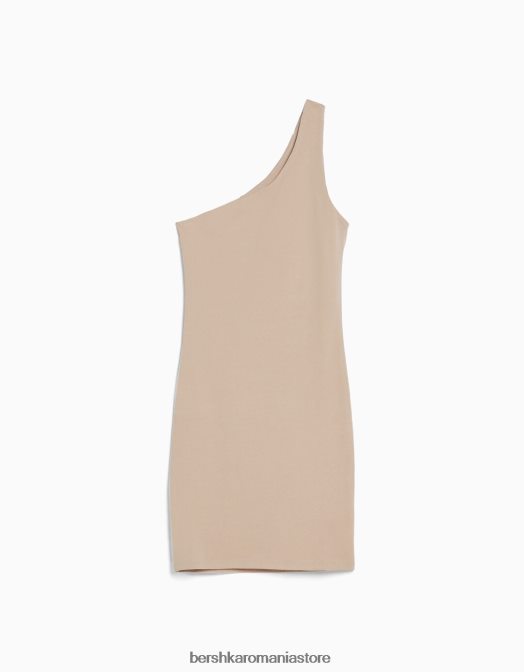Bershka femei rochie mini cu bretele asimetrice bej Z86D167 îmbrăcăminte