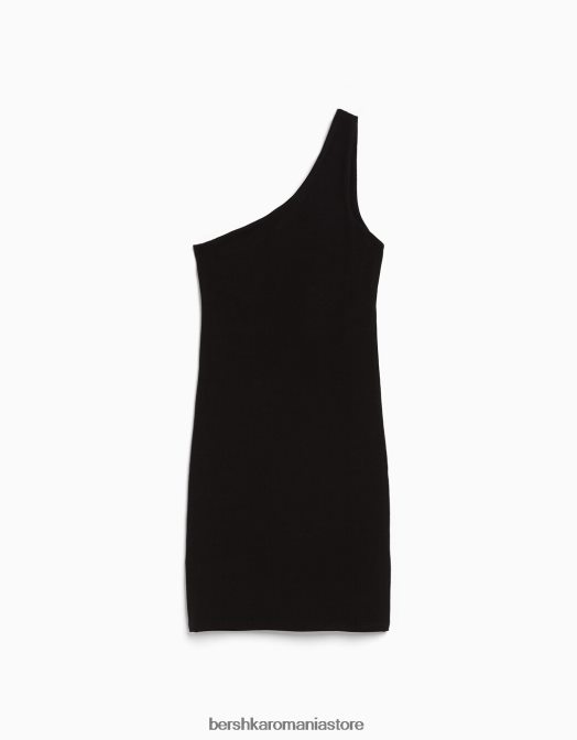 Bershka femei rochie mini cu bretele asimetrice negru Z86D168 îmbrăcăminte