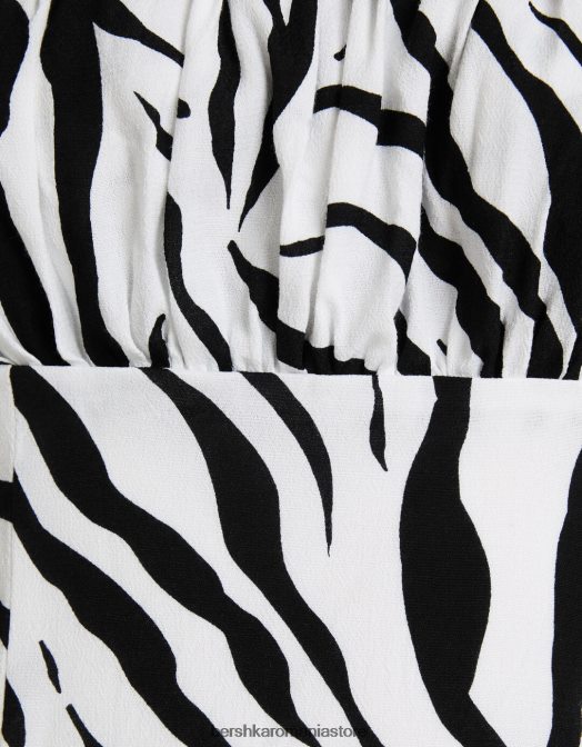 Bershka femei rochie mini cu bretele cu imprimeu alb negru Z86D186 îmbrăcăminte