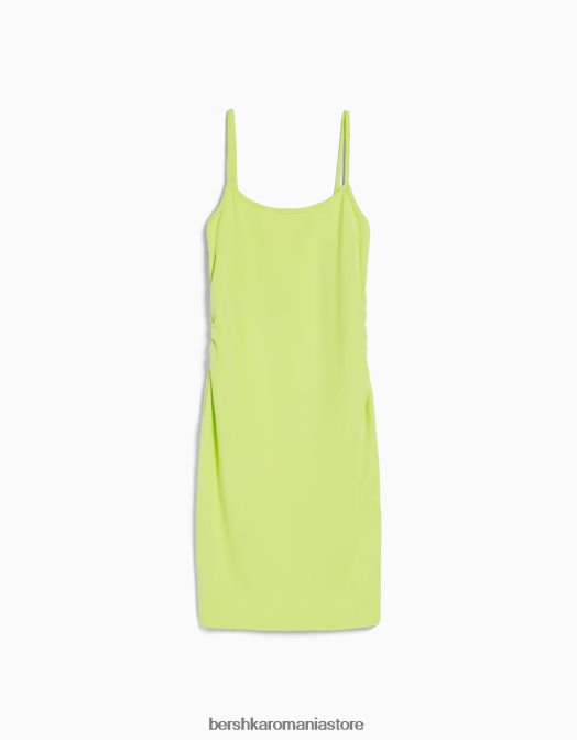 Bershka femei rochie mini cu bretele cu latura strânsă lămâie verde Z86D4075 îmbrăcăminte