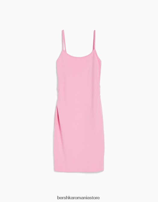 Bershka femei rochie mini cu bretele cu latura strânsă roz Z86D150 îmbrăcăminte