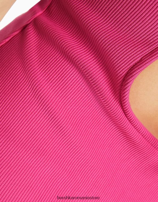 Bershka femei rochie mini cu bretele cu stras, cu siret in coasta roz Z86D134 îmbrăcăminte