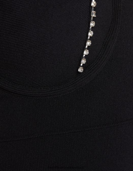 Bershka femei rochie mini cu bretele din tricot cu strasuri negru Z86D129 îmbrăcăminte