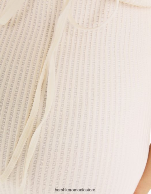 Bershka femei rochie mini cu bretele, fără cusături, cu detalii alb Z86D17 îmbrăcăminte