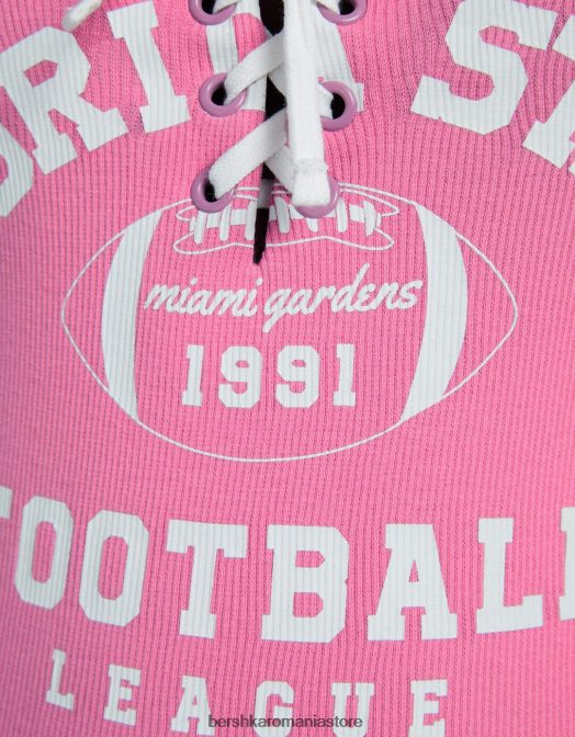 Bershka femei rochie mini cu bretele imprimate cu nervuri roz Z86D276 îmbrăcăminte