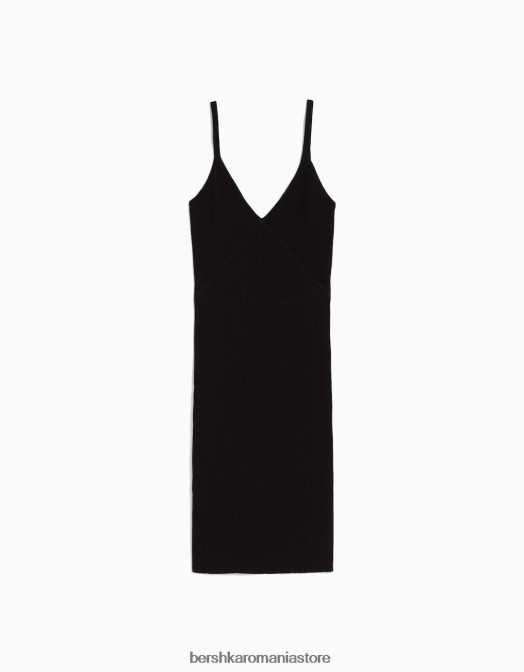 Bershka femei rochie mini cu bretele negru Z86D165 îmbrăcăminte