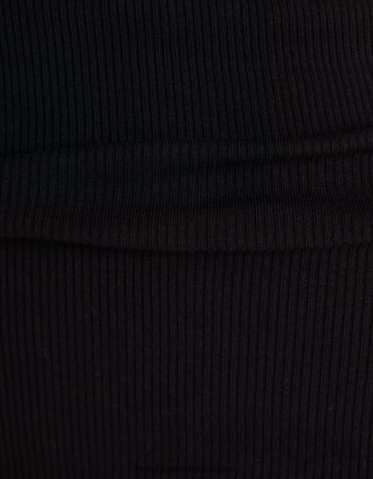 Bershka femei rochie mini cu coaste cu maneca lunga negru Z86D237 îmbrăcăminte