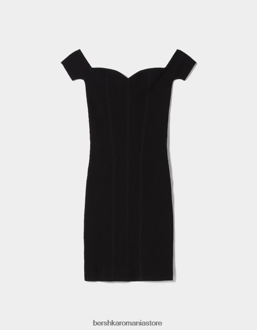 Bershka femei rochie mini cu decolteu corset negru Z86D208 îmbrăcăminte