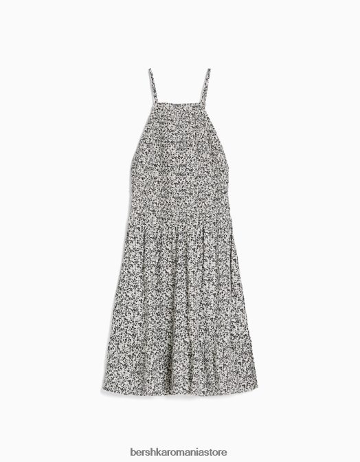 Bershka femei rochie mini cu decolteu cu imprimeu alb negru Z86D269 îmbrăcăminte