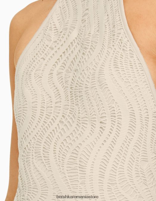 Bershka femei rochie mini cu decolteu din croșetat bej Z86D1931 îmbrăcăminte