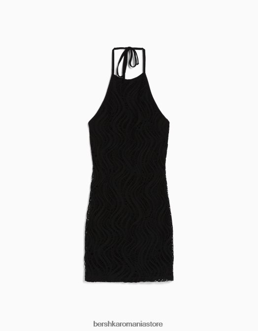 Bershka femei rochie mini cu decolteu din croșetat negru Z86D4100 îmbrăcăminte