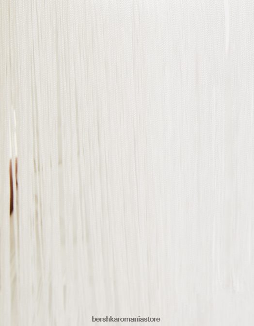 Bershka femei rochie mini cu decolteu halter cu franjuri cremă Z86D277 îmbrăcăminte