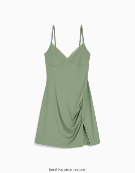 Bershka femei rochie mini cu detaliu din dantela kaki Z86D115 îmbrăcăminte