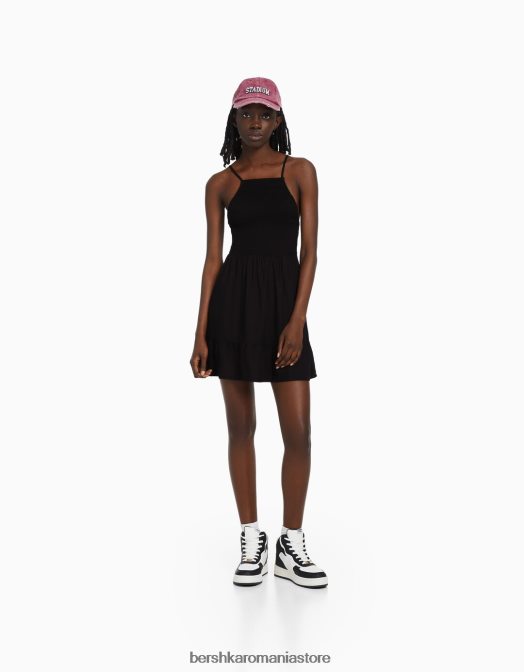 Bershka femei rochie mini cu halter negru Z86D268 îmbrăcăminte