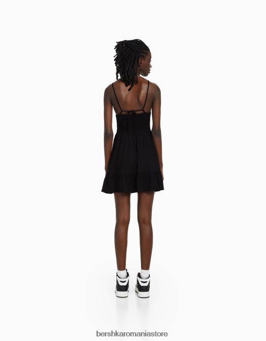 Bershka femei rochie mini cu halter negru Z86D268 îmbrăcăminte