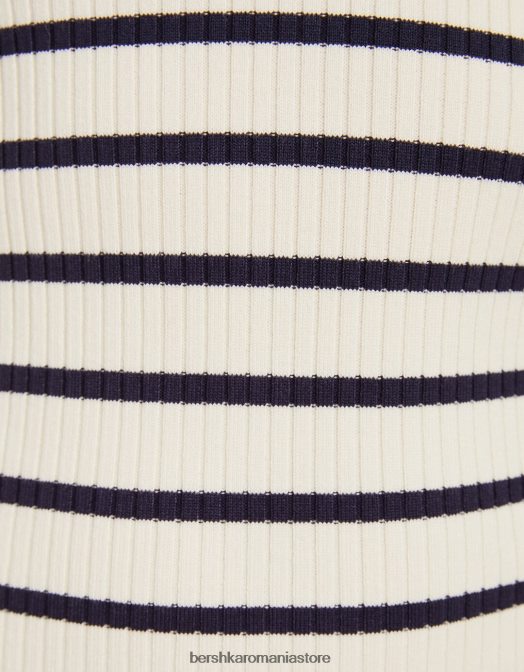 Bershka femei rochie mini cu mânecă scurtă cu guler polo cremă Z86D266 îmbrăcăminte