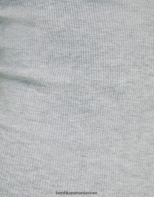 Bershka femei rochie mini cu mânecă scurtă, fără umeri gri Z86D4067 îmbrăcăminte